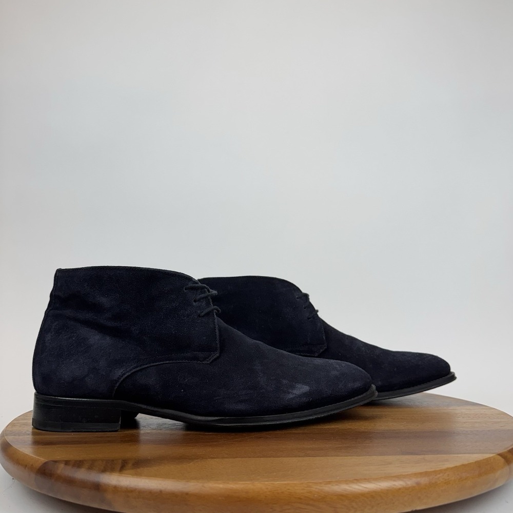Mens SuitSupply Navy Blue Suede Dress Lace Up Chukka Ankle Boots Size 6.5 D‎